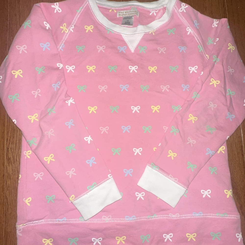 The Beaufort Bonnet Company Pink Bow Sweatshirt
